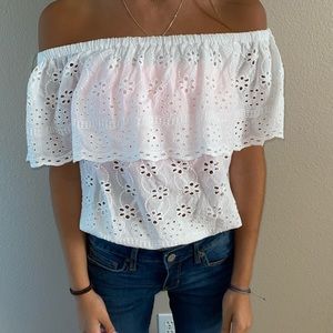 Rue21 off the shoulder white lace top! barely worn